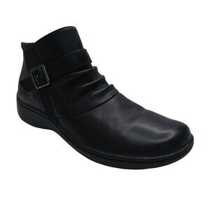 Clarks Black Leather Ruched Ankle Boots Booties Womens 7.5